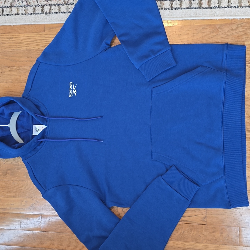 REEBOK BRAND SIGNATURE MEN'S BLUE PULLOVER FLEECE HOODIE SIZE MEDIUM - Picture 14 of 15